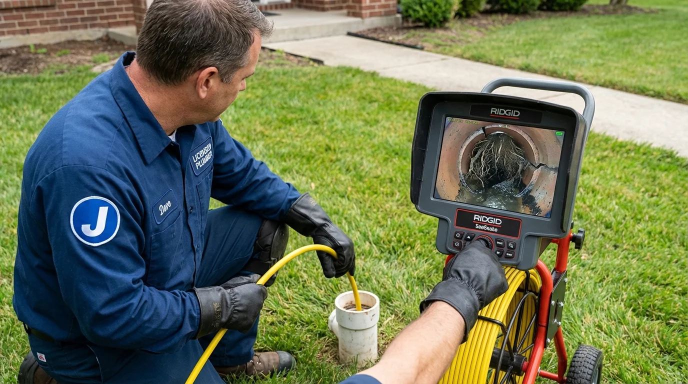 Sewer camera inspection being performed by Johns Plumbing LLC in Garland
