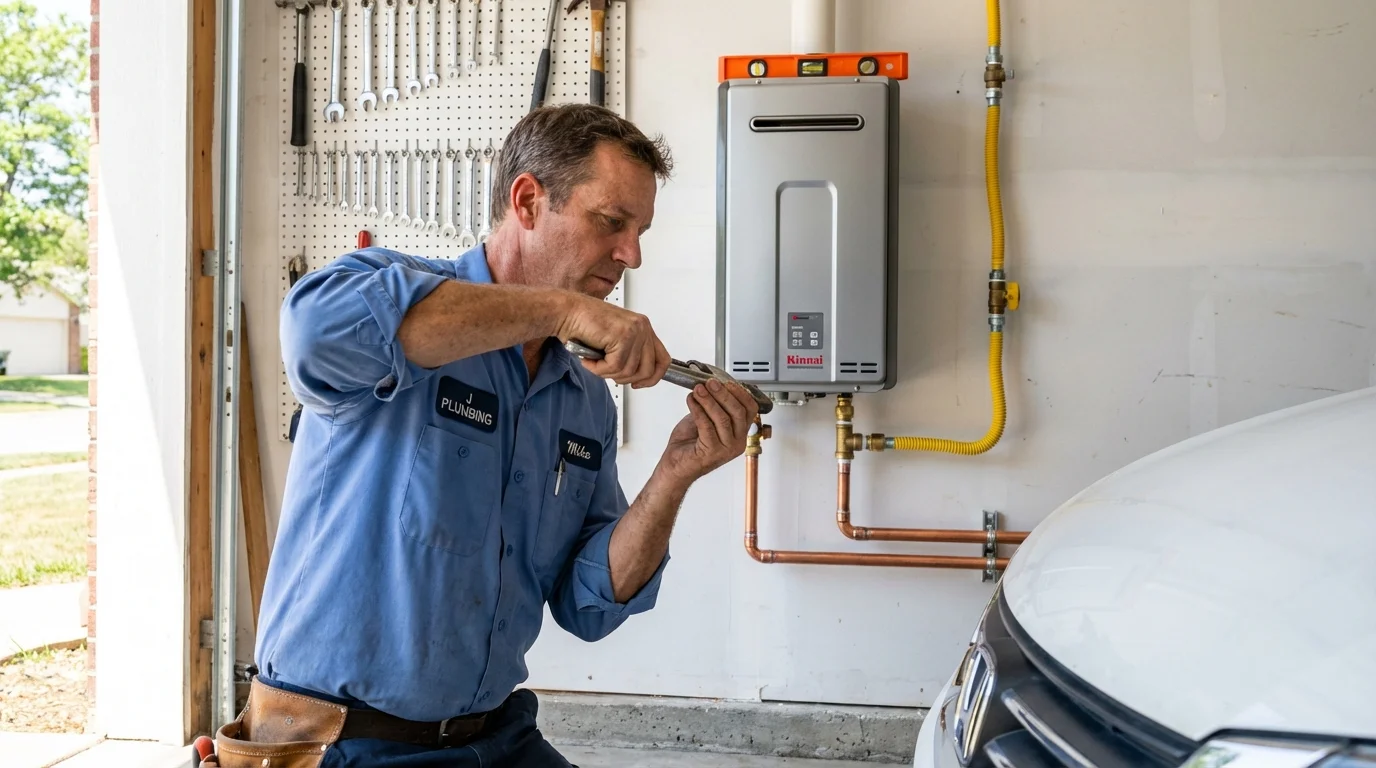 Tankless water heater installation by a Johns Plumbing LLC plumber in Garland